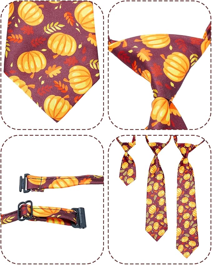 PET SHOW 10 Pack Thanksgiving Small Dog Ties Neckties for Doggies Cats Adjustable Holiday Grooming Accessories Neck Ties Bowties Girl Boy Pets Festival Costumes Puppies Party Gift Favor(Small)