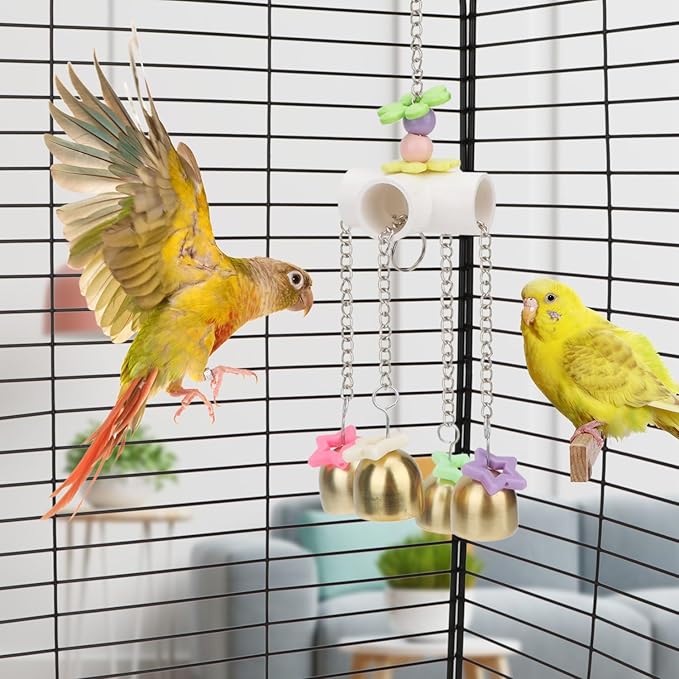 Bird Parrot Bells Toy with Sweet Sound for Budgie Parakeet Cockatiel Conure African Grey Lovebird