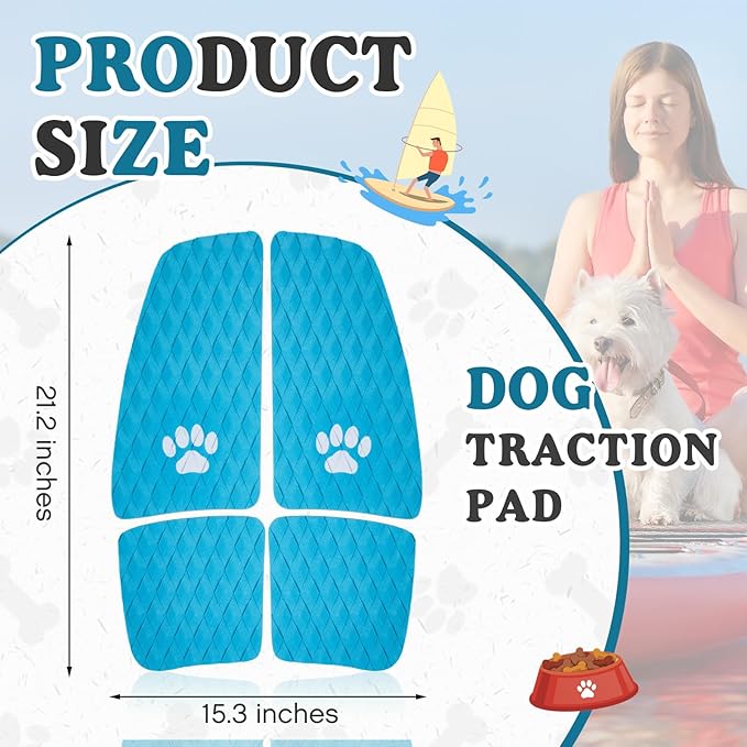 Dog Traction Pad Dog Paddle Board Kayak Accessories 21.2 x 15.3 Inch Non Slip Deck Grip Mat Surfboard Traction Good Grip EVA Foams for SUP Skimboard Paddleboard Surfboard