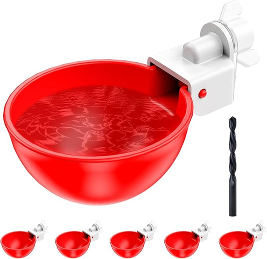 Chicken Waterer Cups, 6 Pack Automatic DIY Chicken Water Cups with 3/8'' Hole Saw
