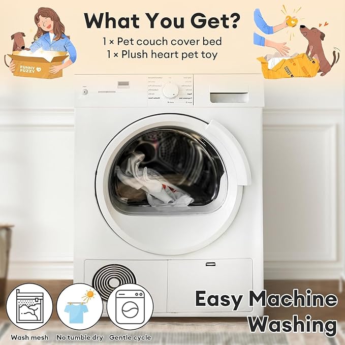 FUNNY FUZZY Pet Fluffy Fuzzy Couch Cover, Calming Washable Dog Bed Sofa Protector Pets Mat for Small Dogs and Cats (Grey,27.56 × 24.02 × 5.51 in)