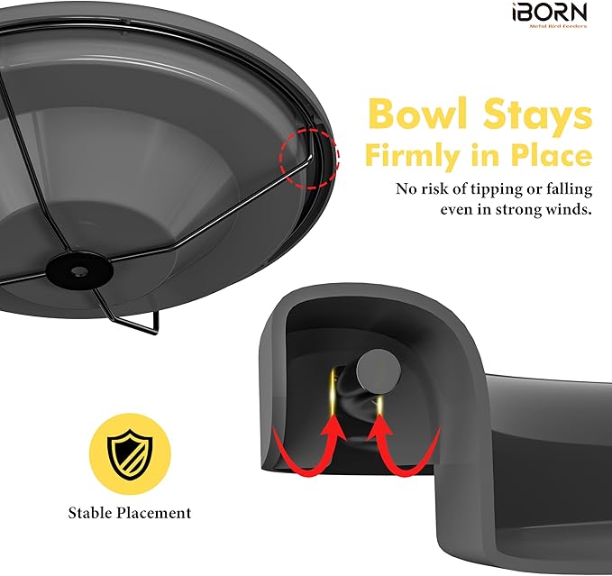 iBorn Bird Bath for Outside,36″ Freestanding Bird Bath with 3 Adjustable Height Pole,12″ BPA-Free Plastic Bowl,5-Prongs Base,Metal Pole and Plastic Bird Bath Bowl,Gray,1 Pack（Not Include Fountain）