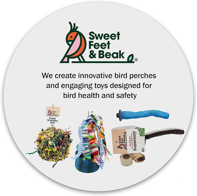 Sweet Feet & Beak Safety Pumice Bird Perch, X-Small 1/2" X 6", Purple - Lightweight Grinding Bird Perches for Cage - Bird Nail Trimming Perch for Healthy Beak & Feet - Multi-Size & Color Parrot Stand