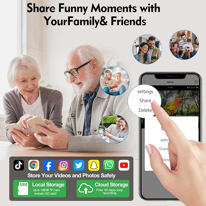 Bird Feeder with Camera Solar Powered: 2L Smart Bird Feeder, 2.5K Live Cam, AI Identification, Free 32GB Card, Waterproof Auto Video Capture for Outdoor Backyard – Gift for Festivals, Blue