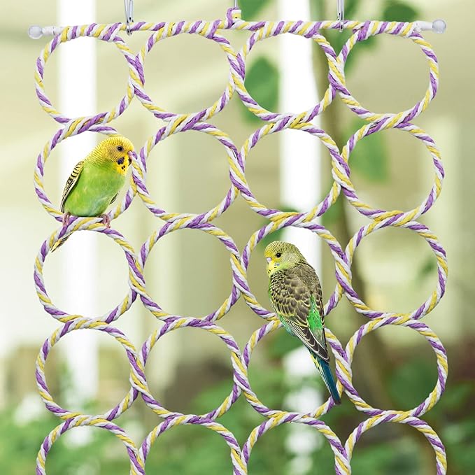 Wontee Bird Rope Climbing Ladder Parrot Hanging Swing Perch for Parakeets Cockatiels Conures Lovebirds Rats (Random Color)