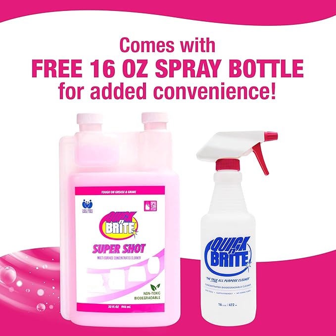 Quick N Brite Super Shot Liquid Cleaner, True All Purpose Cleaner, Concentrated, 32 oz