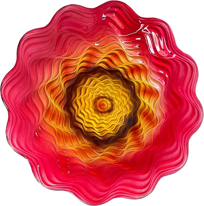 HONGLAND Bird Bath for Outside-Bird Baths for Outdoors-Glass Large Birdbaths Bowl with Metal Stand for Garden Patio Lawn Decor, 15" Dia/19 Height