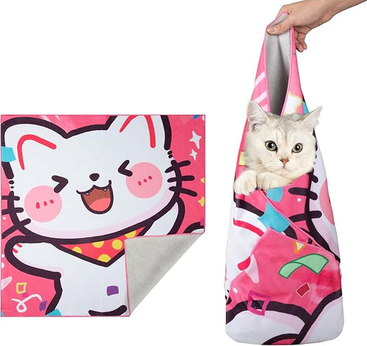 21.7" Cat Wrap for Cutting Nails, Cat Restraint for Nail Clipping, Cat Swaddle Wrap for Kittens, Cat Burrito Wrap Can Be Applied to Cat Nail Trimming, Large, Within 6lbs