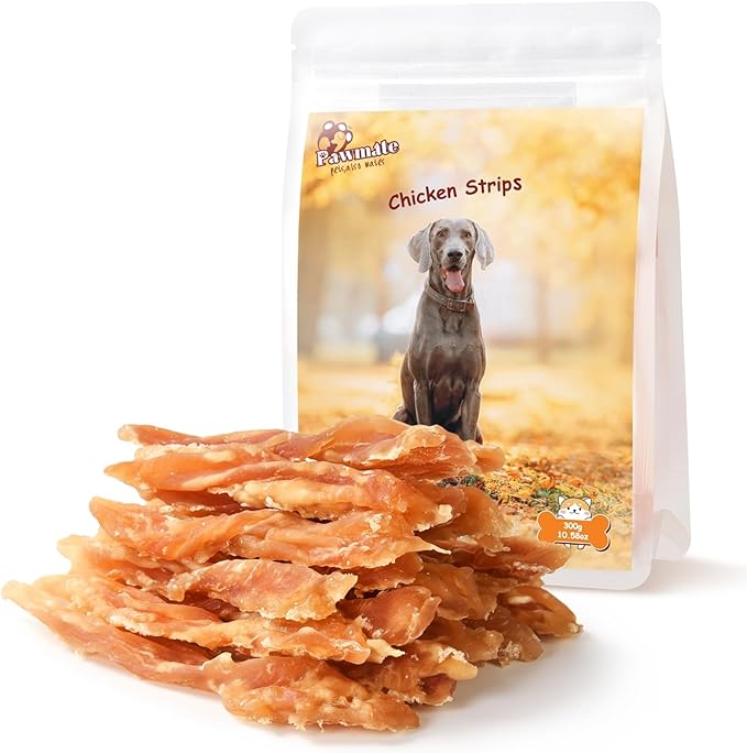 Dog Treats Chicken Jerky Strips for Dogs, Natural Healthy Dog Jekry with Taurine, Real Chicken Twists High Protain Low Fat, Training Rewards Treats for Small Medium Large Dogs 10.6 oz