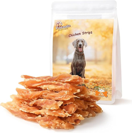 Dog Treats Chicken Jerky Strips for Dogs, Natural Healthy Dog Jekry with Taurine, Real Chicken Twists High Protain Low Fat, Training Rewards Treats for Small Medium Large Dogs 10.6 oz
