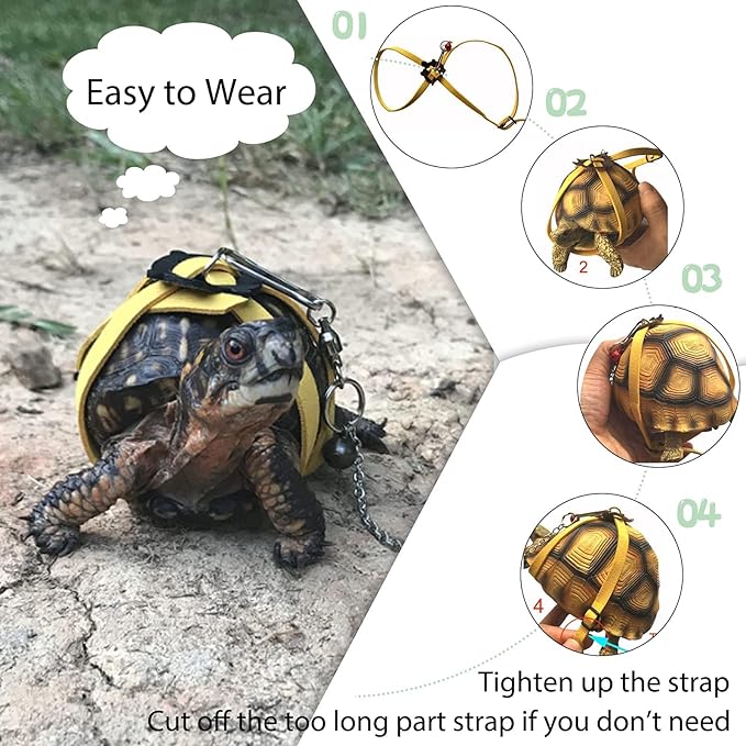 QBLEEV Adjustable Turtle Leash Harness, Pet Tortoise Walking Rope with Comfortable Fit, Outdoor Training Control Harness for Hamsters Guinea Pigs Chinchillas Ferrets