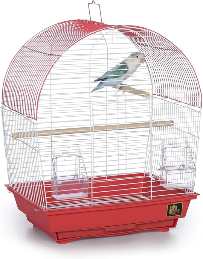 Rustic Retreat Top Bird Cage with Durable Metal Construction, Spacious Interior, and Convenient Top Access Coral/Dome Top