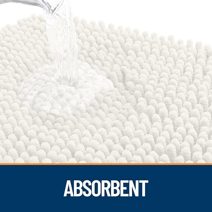 OLANLY Dog Door Mat for Muddy Paws 34x21, Absorbs Moisture and Dirt, Absorbent Non-Slip Washable Doormat, Quick Dry Chenille Mud Mat for Dogs, Entry Indoor Entryway Carpet for Inside Floor, Ivory