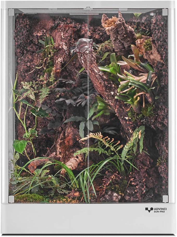 Reptile Glass Terrarium 18"x18"x24" 32 Gallon Knock-Down Dual-Locking Security Mesh Ventilation Durable Aluminum Frame Modern Design