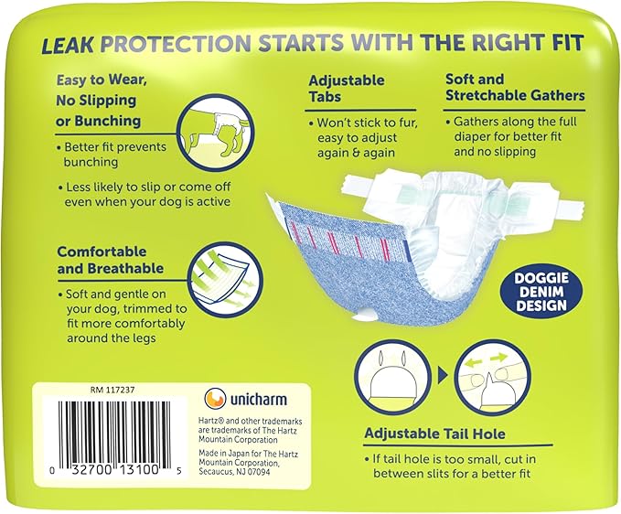 New! Hartz® Comfitables® Disposable Dog Diapers, Size XS 12 Count, Comfortable & Secure Fit, Easy to Put On, Super Absorbent Male and Female Diaper
