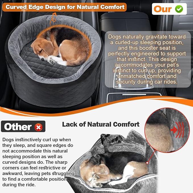 Dog Booster Car Seats for Small Medium Dogs, Fits Dogs Under 19", 28D High-Density Memory Foam with Waterproof Cover, Pet Travel Bed with Storage Pockets, Blanket, Dog Safety Belt, Black