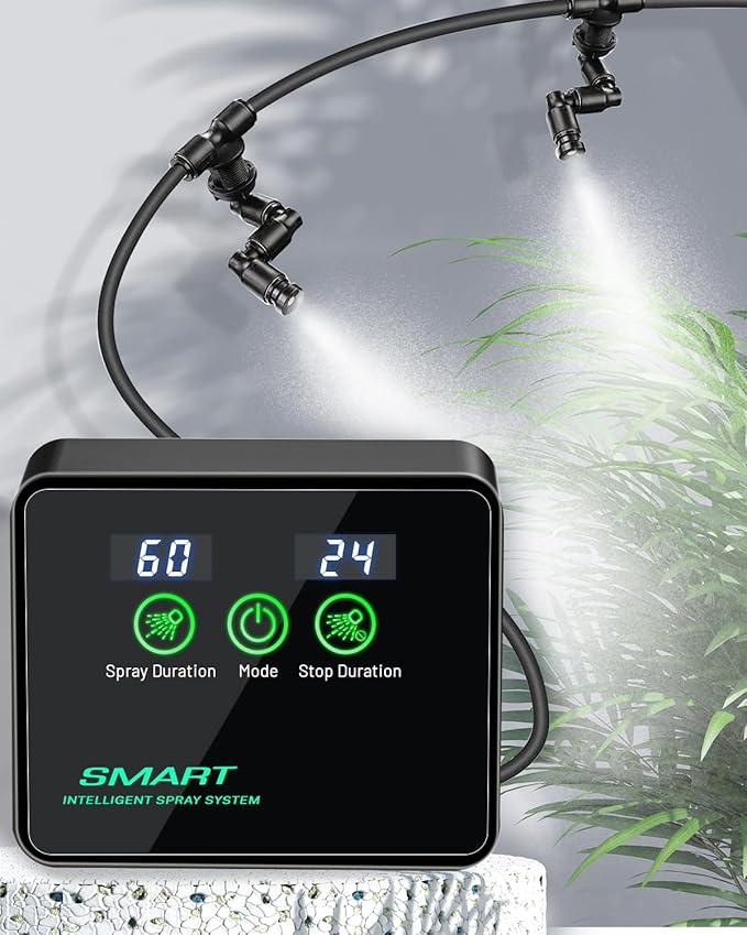 Reptile Humidifiers Smart Misting System, Reptile Mister Automatic with Timer, Terrariums Humidifier with 360°Adjustable Misting Nozzles, Spray Kit for Rainforest Plants Amphibian