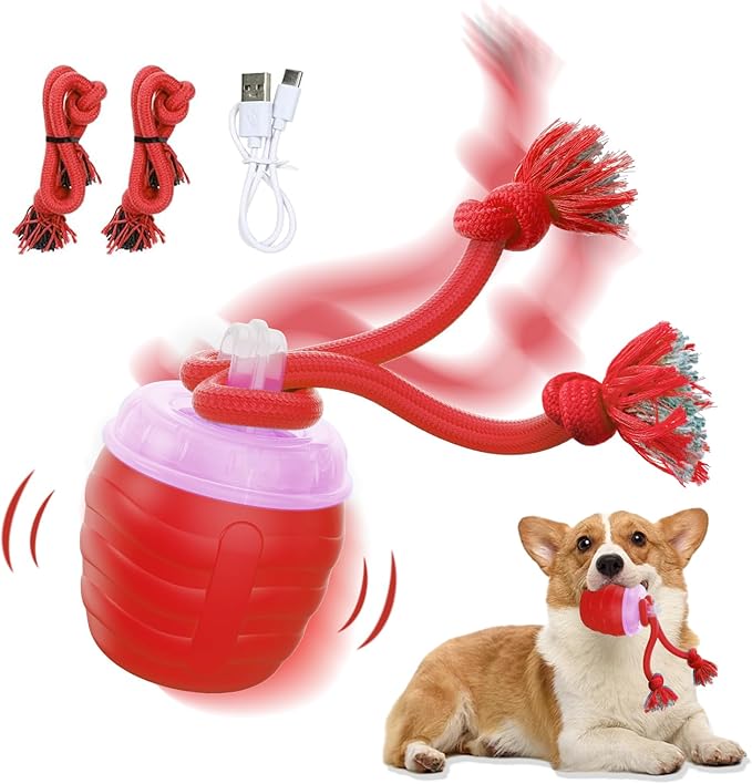 Interactive Dog Toys, [2025 Newly Upgraded] Interactive Dog Ball for Medium/Large Dogs, Automatic Moving Dogs Toy Wicked Ball for Boredom & Training, Play Music, USB Rechargeable(Red)