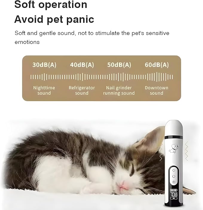 2026 Upgrade Silent Pet Nail Grinder – Low-Noise Dog & Cat Nail Trimmer, Dual-Speed with 3 Ports, USB-Rechargeable Electric Nail File, Ergonomic, Travel-Friendly