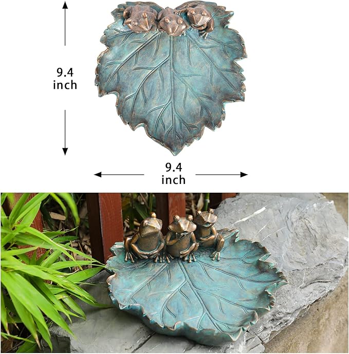 MUMTOP Bird Baths for Outdoors, Antique Outdoor Garden Bird Bath Resin Birdbath Bowl with Vintage Frogs Ornament for Outside Yard Table Decor