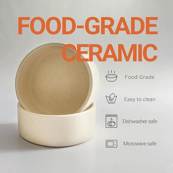 Elevated Dog Bowl & Cat Dish 27oz – Raised Ceramic Pet Food and Water Bowls with Bamboo Stand, Feeding Station for Small & Medium Pets, Prevents Neck Strain – Durable, Premium Quality by Homish