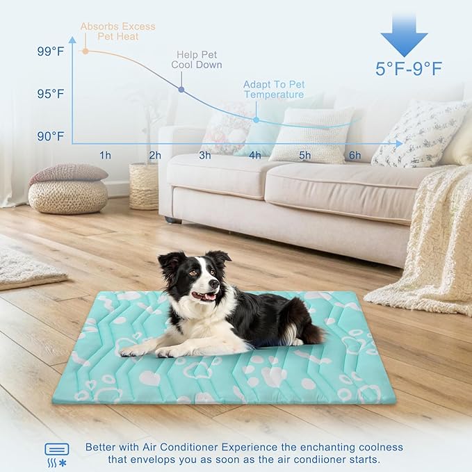 BEAUTYZOO Upgrade Dog Cooling Mat Extra Large, Reversible Self-Cooling Mat for Dogs, Thicken Pet Ice Cool Pad Blanket for Summer Kennel Sofa Bed Floor Car Seat, Machine Washable&Foldable, 36"x23"