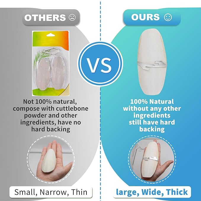 Jmxu's 5"-5.5" Bird Cuttlebone for Parakeets, Cuddle Bone with Metal Holder, Cuttlefish Bone for Sharp Beaks, Natural Birds Calcium for Parrots Cockatiels Budgie, 12Pcs