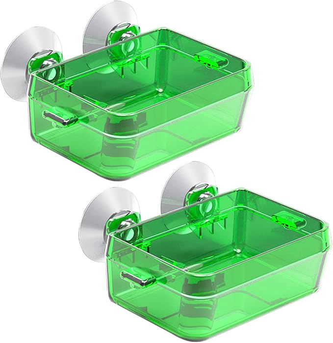 Tfwadmx 2 Pcs Reptile Feeder Chameleon Bowl Water Dish with Suction Cup Gecko Worm Feeder Anti-Escape Chameleon Supplies Accessories for Iguana Lizard Bearded Dragon Snakes （Green,S）