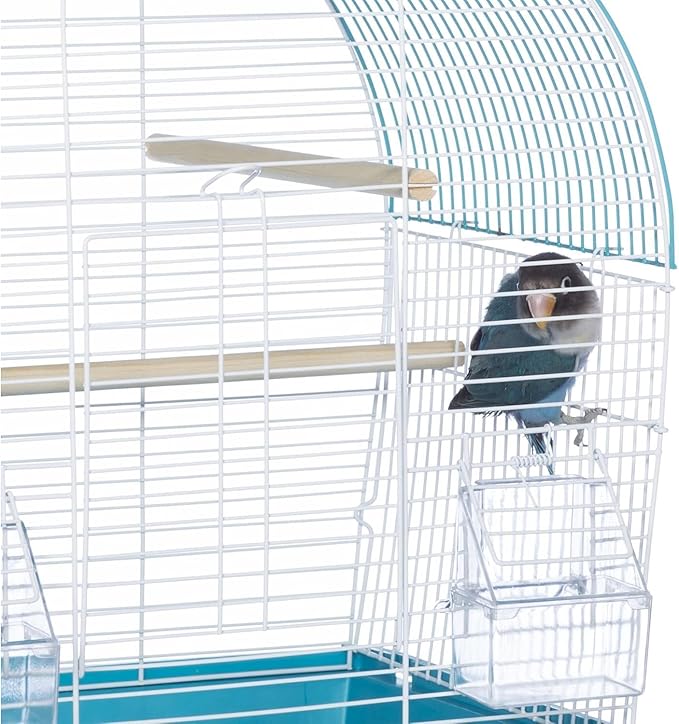 Rustic Retreat Top Bird Cage with Durable Metal Construction, Spacious Interior, and Convenient Top Access Teal/Dome Top