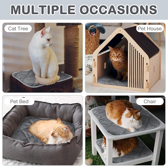 4 Pack Self Heating Cat Pad Self Warming Dog Mat Reflects Body Heat Extra Warm Thermal Pet Pad Washable Dog Cat Bed Crate Bed Mat Blanket(Gray,16 x 16 Inch)