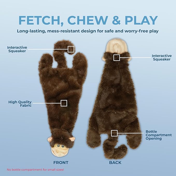Best Pet Supplies Squeaky Dog Toys with Soft Durable Fabric for Small, Medium and Large Pets Interactive Toy for Indoor Play, Supports Active Biting and Play - Monkey, Medium