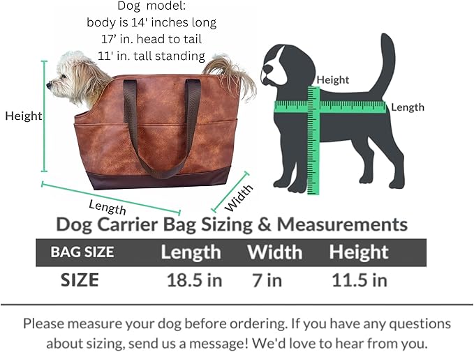 Luxury Dog Purse Carrier - Brown Faux Leather Pet Carrier, Secure Harness Clip, Tote Bag for Small Dogs and Puppies