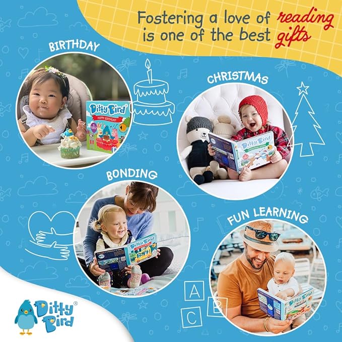 Ditty Bird Animal Songs Book for Toddlers – Interactive Sound Book with Baby Shark & More | Musical Board Book for 1-3 Year Olds | Fun, Realistic Animal Sounds | Sturdy Sensory Book for Baby