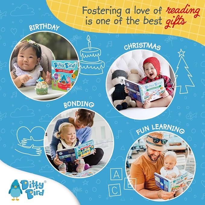 Ditty Bird Animal Sounds Book for Toddlers – Interactive Book Featuring Cuckoo, Blue Tit, Herring Gull, Tawny Owl & Dove Sounds | Musical Board Book for Ages 1-3 | Perfect Educational Gift for Toddler