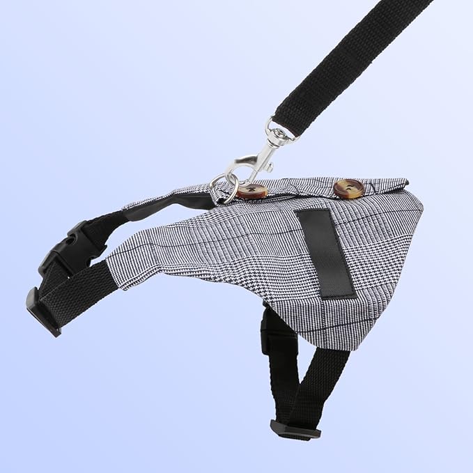 Rabbit Vest Harness and Leash Set Adjustable Formal Suit Style for Bunny Kitten Small Animal Walking (M)