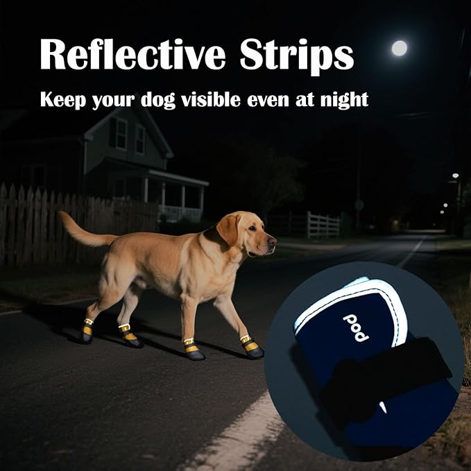 Dog Shoes Lightweight Dog Boots-Breathable Knitted Paw Protector with Adjustable Strap for Hot Pavement, Rain Walking, Hardwood Floors Anti Slip Reduce Noise, Prevent Licking Paws(Yellow,M)