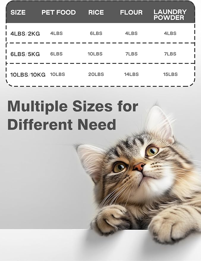 LivLab Mker 10 lbs Dog Food Storage Container Cat Treat Container with Measuring Cup,Large Dry Pet Food Storage Bin for Cereal, Birds, Rice and Grain