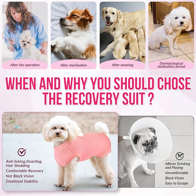 Lukovee Recovery Suit for Dogs, Onesie Surgery Recovery Suit for Female Male Dogs, Abdominal Wounds Cone E-Collar Alternative Prevent Licking Spay Recovery Suit (Peach,XXL)