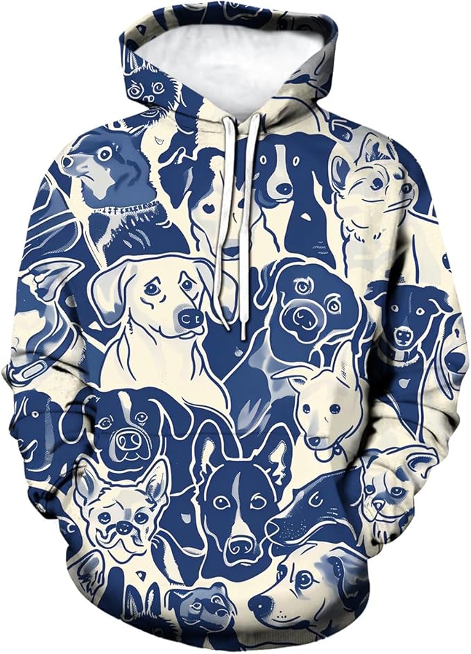 Unisex Adults 3D Dog Cat Printed Hoodies for Men Women Pullover Novelty Sweatshirts with Pockets