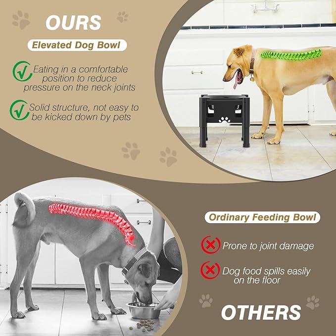 Lewondr Elevated Slow Feeder Dog Bowls, Raised Dog Food Bowls with 3 Heights (6.1", 7.7", 9.3") Adjustable Slow Feeder Bowl Non-Slip Bowl Stand for Medium Large Breed, Dishwasher Safe