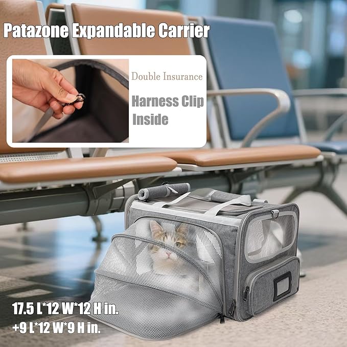 Cat Carriers Soft Stylish Small Dogs Puppy Pets Bag,Sturdy,Ventilated,Airline Approved,Expandable,Rabbit Cage Small Animals Travel Outdoor Carry Kennel Gray Color