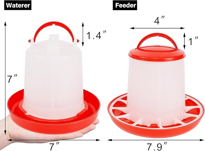 winemana Chick Feeder 1 Lb and Waterer 1.5 L Kit, Hanging Poultry Plastic Containers for Outdoor