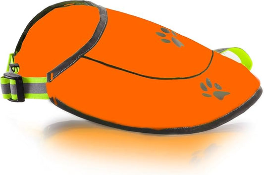 Dog Reflective Vest - Comfortable Jacket Safety Hunting, High Visibility for Dogs with Elastic Straps and Clasp Closure- Orange, Large