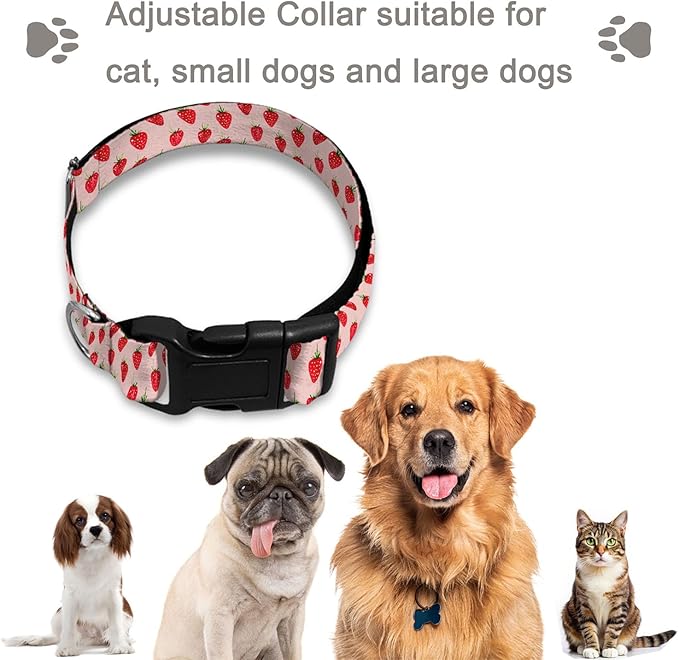 Red Strawberry Fruit Dog Collar Soft Pet Collars for Small Medium Large Breed Dogs Cats Puppy Kitten Terrier