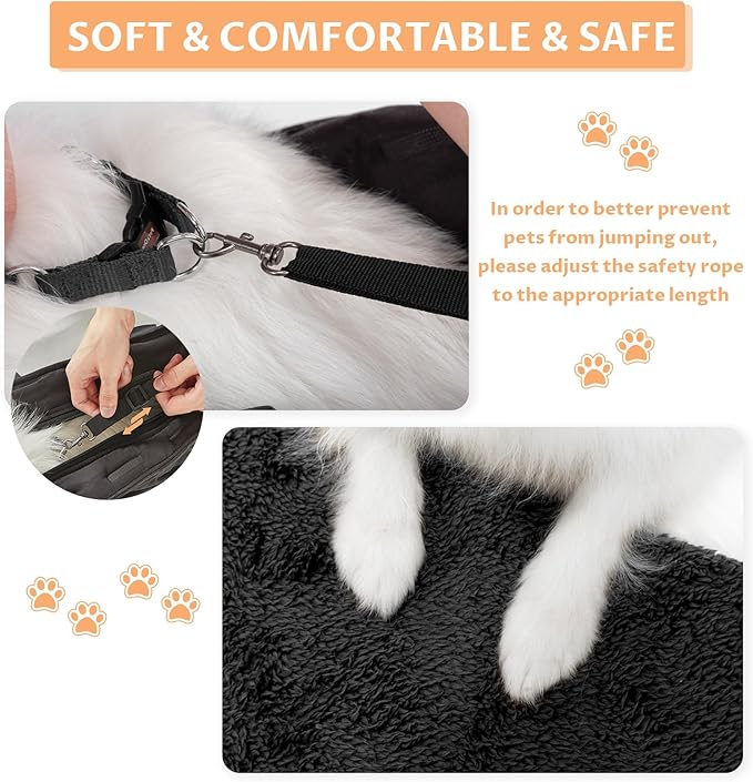 Petsfit Small Dog Purse Carrier, Portable Pet Carrier Tote Cat Carrier with Adjustable Safety Leashs, Pocket, Poop Dispenser, Waterproof TPU Bottom, Black