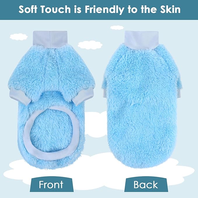 SUNFURA Sphynx Cat Sweater, Hairless Cats Turtleneck Pullover Kitten Sweaters for Cats Only, Warm and Soft Cat Pajamas Shirt with Sleeves Pet Winter Clothes Fleece Jumpsuit for Puppy, Blue M