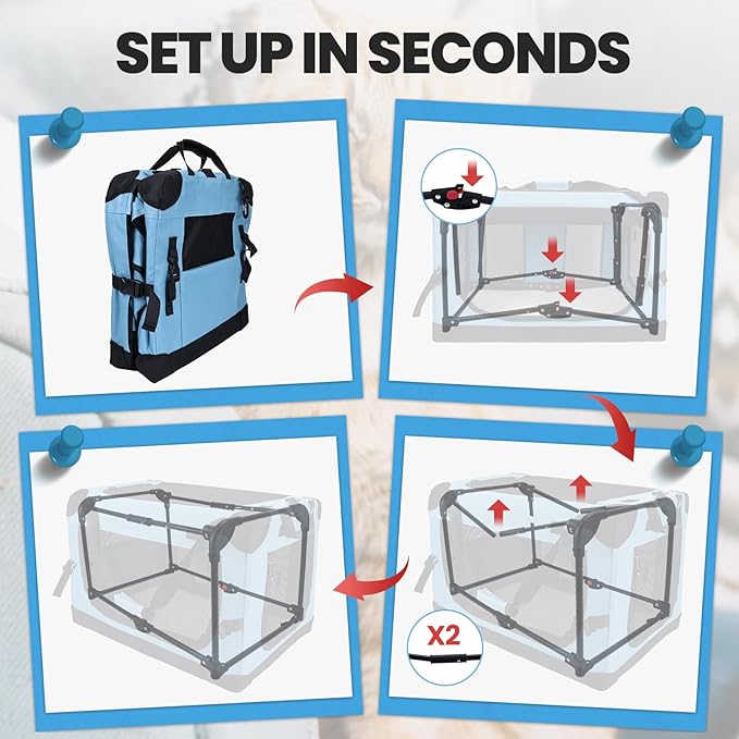 Large Cat Carrier for Car Travel, Soft Sided Collapsible Pet Carrier for Outdoor and Indoor Uses, Roomy Extra Large Cat Carrier for 2 Kittens or Puppies Up to 50lbs (Teal)