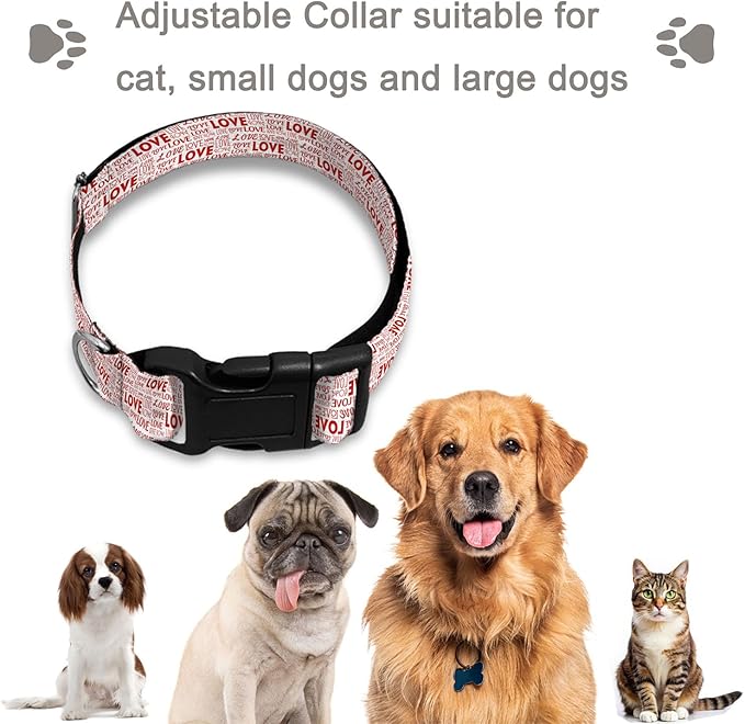 Red Love Letter Pet Collars Dog Collars Soft Elastic Neck Strap for Female Male Puppy Cats