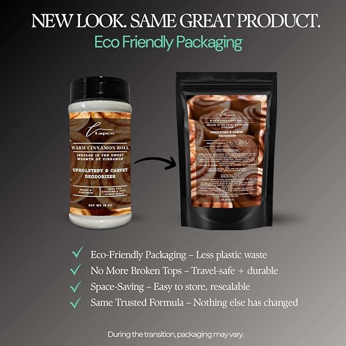 Warm Cinnamon Roll Carpet Freshener Powder 16 oz | Powerful Odor Eliminator for Home | Upholstery Deodorizer | Carpet Deodorizer | Pet Urine | Cat Litter Box