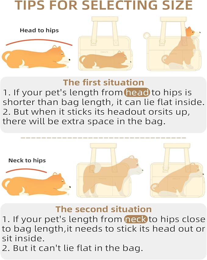 Dog Purse Carrier for Small Dogs Rabbit cat with Large Pockets, Cotton Bag, Dog Carrier Soft Sided, Collapsible Travel Puppy Carrier (Grey, 13.6" L x 6.5" W x 10" H)